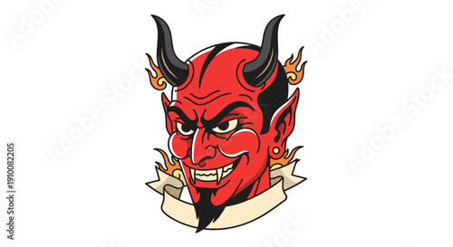 Red Cartoon Devil Character Illustration.