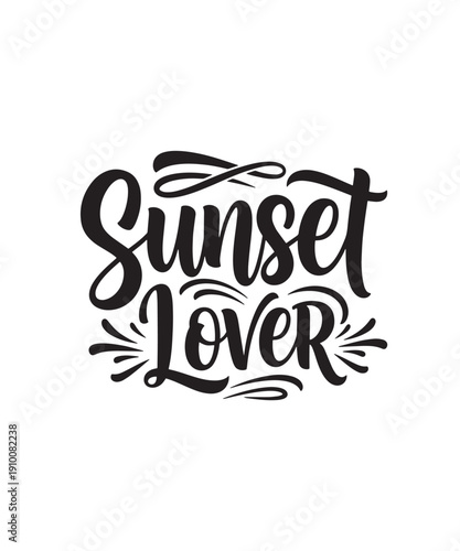 Sunset Lover: Romantic Black and White Hand-Lettered Typography for Evening Skies and Beauty