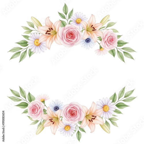 A beautiful and intricate floral arrangement with a variety of colorful flowers isolated on transparent background