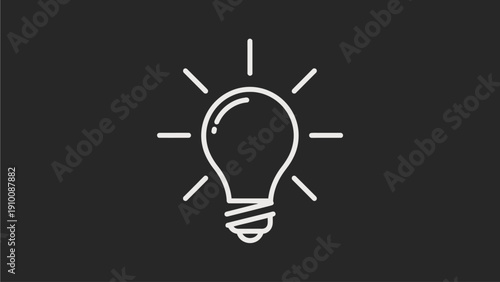 Simple White Lightbulb Icon on Dark Background