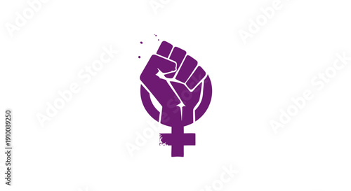 Empowered female fist icon representing women's rights, feminism, and gender equality, symbolizing strength, unity, and the fight for social justice and empowerment