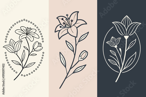 Minimal Flower Logo Marks and Brand Templates