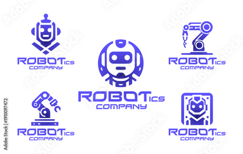 5 Robotics Company Logo Set Modern Minimalist Technology Design Collection