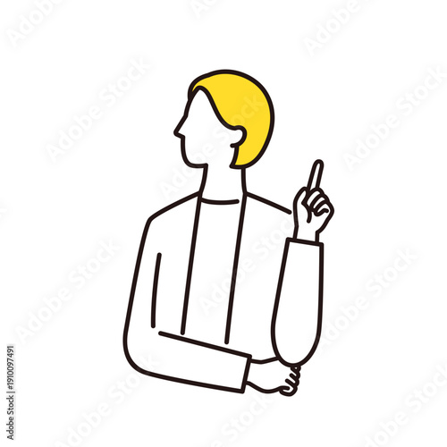 問題解決する管理職の女性　線画イラスト