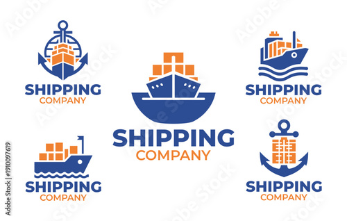 5 Shipping Company Logo Set Modern Minimalist Logistics Design Collection