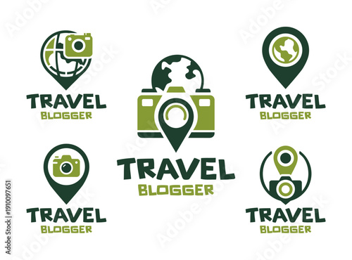 5 Travel Blogger Logo Set Modern Minimalist Lifestyle Design Collection
