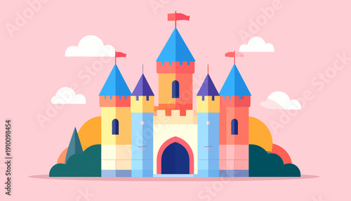 Whimsical Cartoon Castle Illustration