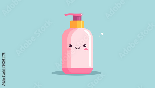 Cute Cartoon Lotion Bottle Character Smiling