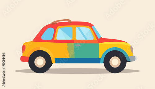 Colorful Cartoon Car Illustration
