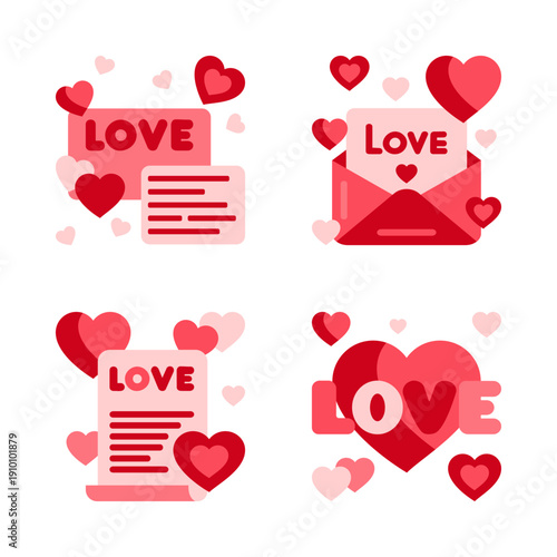 Animated collection of lovethemed icons suitable for digital marketing and greeting cards