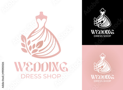 Wedding Dress Shop Logo Modern Minimalist Bridal Fashion Identity.