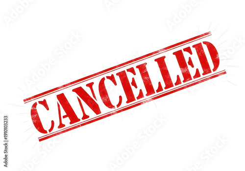 A red stamp that says cancelled isolated on transparent background