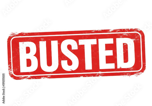 A red stamp with the word busted on it isolated on transparent background