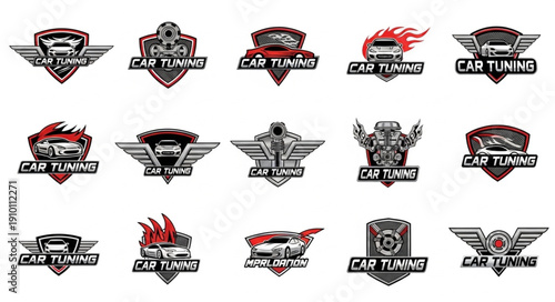 Collection of Car Tuning Logos and Emblems.
