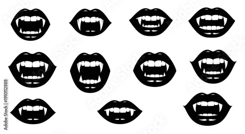 Vampire Mouths with Fangs - Halloween Graphic