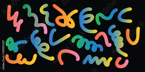 Multicolored abstract shapes on black background