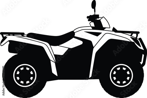 ATV quad bike silhouette, all terrain vehicle illustration isolated on white background black off road transport vector design