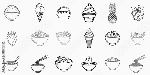 A variety of ice cream and dessert illustrations
