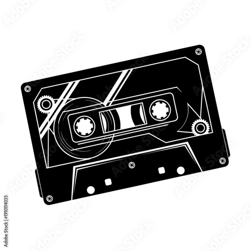 Retro Cassette Tape Silhouette Vector Graphic
