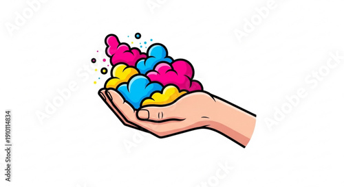 Hand holding colorful hearts in palm symbolizing love and care