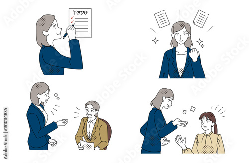 Business Woman Managing Tasks and Smooth Office Communication Illustration