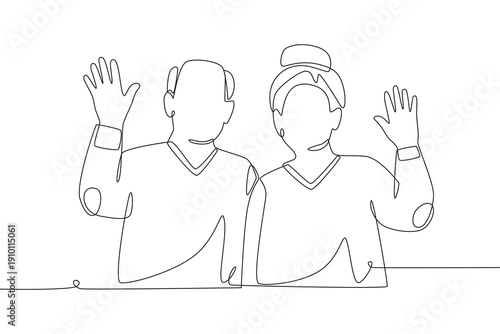 Senior couple concept one-line drawing