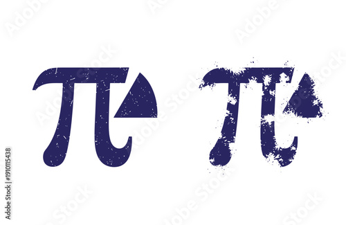 Grunge texture pi symbol in blue color with different textures  mathematical sign Vintage Style