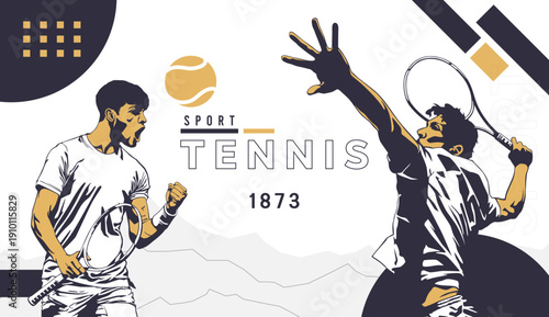 Professional tennis player showing determination and power during an ultimate showdown. Ideal for sports event promotion, athletic club branding, and competitive tournament marketing materials. Sports