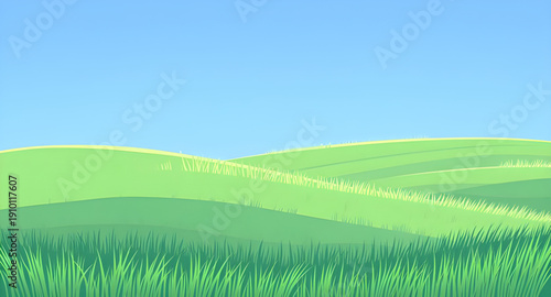 landscape, nature, field, grass, green, meadow, pasture, plain, countryside, rural, outdoor, scenery, horizon, farmland, sky, blue, clouds, cloudscape, daylight, sunlight, sunny, bright, fresh, calm, 