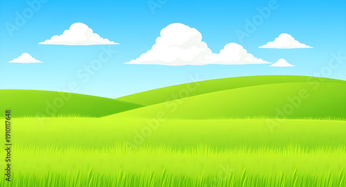 landscape, meadow, grassland, greenfield, field, pasture, lawn, nature, scenery, countryside, rural, outdoor, horizon, plains, farmland, sky, bluesky, clouds, cloudscape, daylight, sunshine, sunny, br