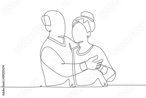 Senior couple concept one-line drawing