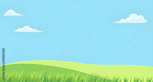 nature, landscape, field, grass, green, meadow, pasture, plain, countryside, rural, outdoor, scenery, horizon, farmland, sky, blue, clouds, cloudscape, daylight, sunlight, sunny, bright, fresh, calm, 