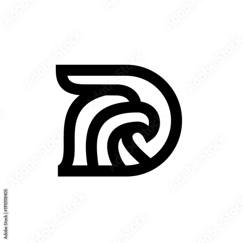 Abstract Minimalist Eagle Head and Letter D Logo Design