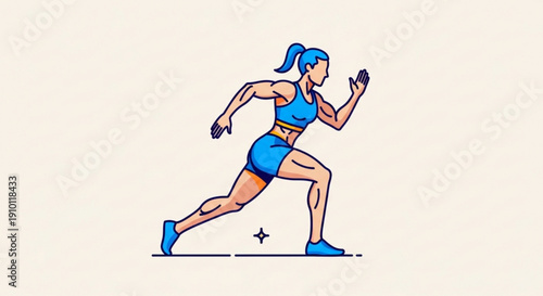 Female athlete running in blue sportswear fitness and exercise concept with determined expression