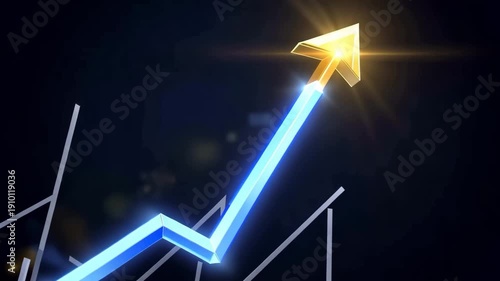 Wallpaper Mural Abstract Financial Growth Visualization with Rising Stock Charts and Glowing Upward Arrow Torontodigital.ca