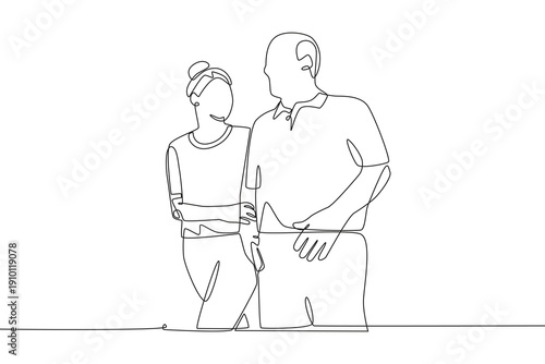 Senior couple concept one-line drawing