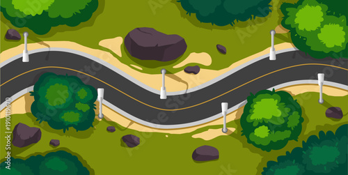Road in the park. Vector illustration of a road in the park.