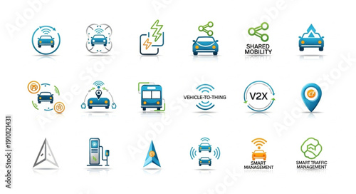 Collection of modern transportation and technology logos.