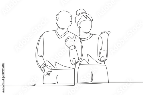 Senior couple concept one-line drawing