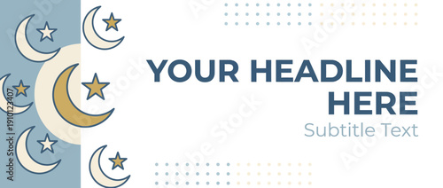Digital graphic with stylized moon stars and customizable headline text for presentation design