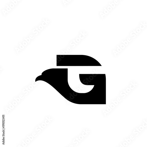 Modern Letter G and Eagle Head Minimalist Logo Design Vector