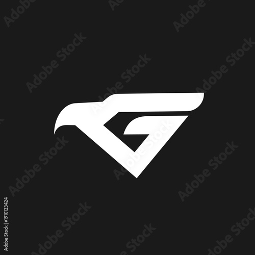 G Letter Eagle Head Logo Design on Black Background