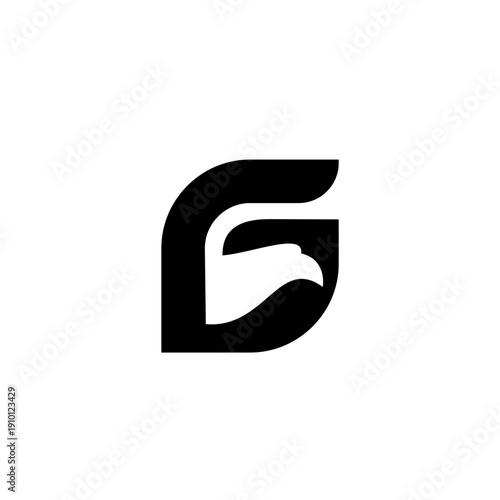 Modern Letter G Logo with Eagle Head in Negative Space for Branding
