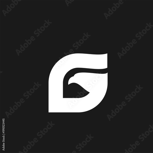 Modern G Letter and Eagle Head Logo Design on Black Background