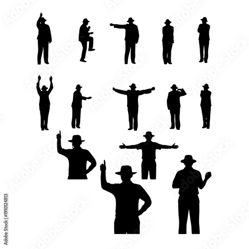 Cricket Umpire Silhouette Pack - Vector Match Official Signals, Sports Referee and Game Decision Poses