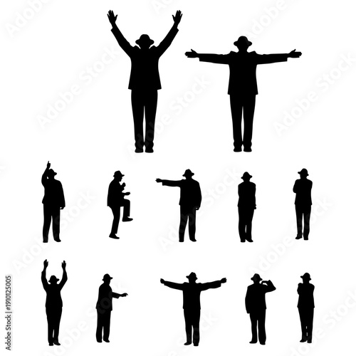 Cricket Umpire Signals Silhouette Pack - Professional Match Official Decision Poses and Game Styles Vector2