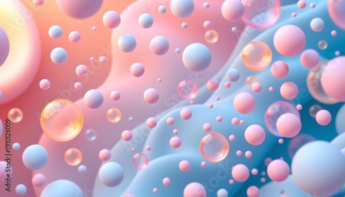 Pastel Dreamscape with Floating Bubbles and Soft Glow