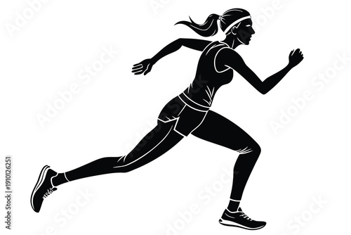 silhouette of a young woman running