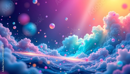 Mystical Dreamscape with Glittering Particles and Glowing Light