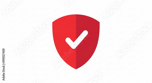 Flat shield check icon for secure approval concept